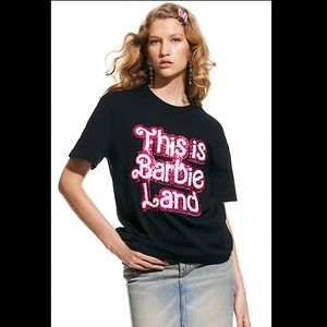 Zara x Barbie “This is Barbie Land” Black Sequin Tee